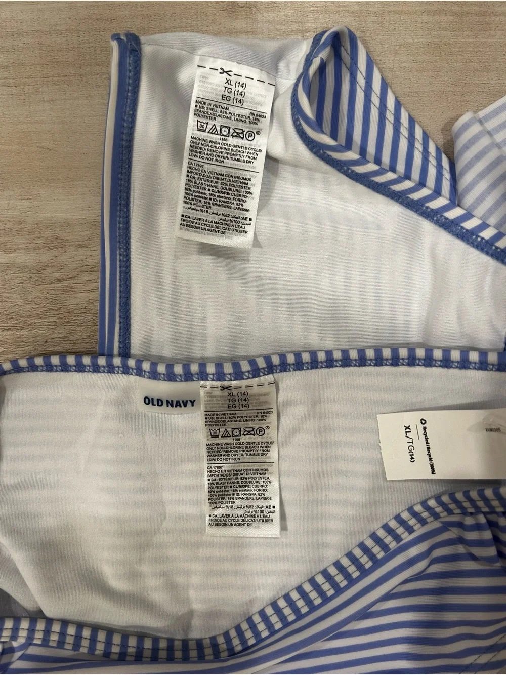 Old Navy Blue and White Striped Ruffle Bikini Set